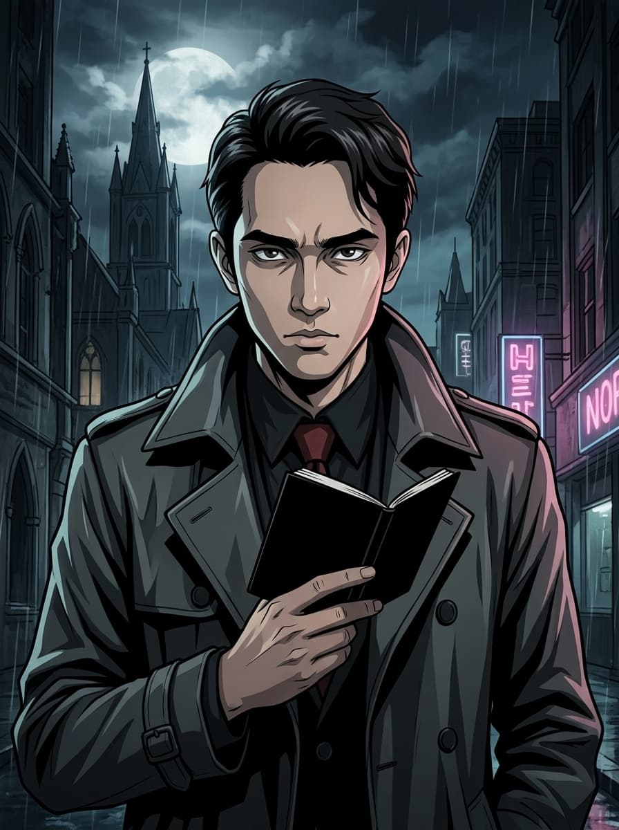 Finished custom Death Note style portrait example