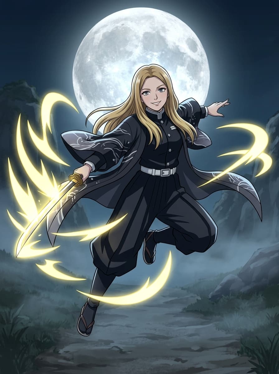 Finished custom Demon Slayer style portrait example