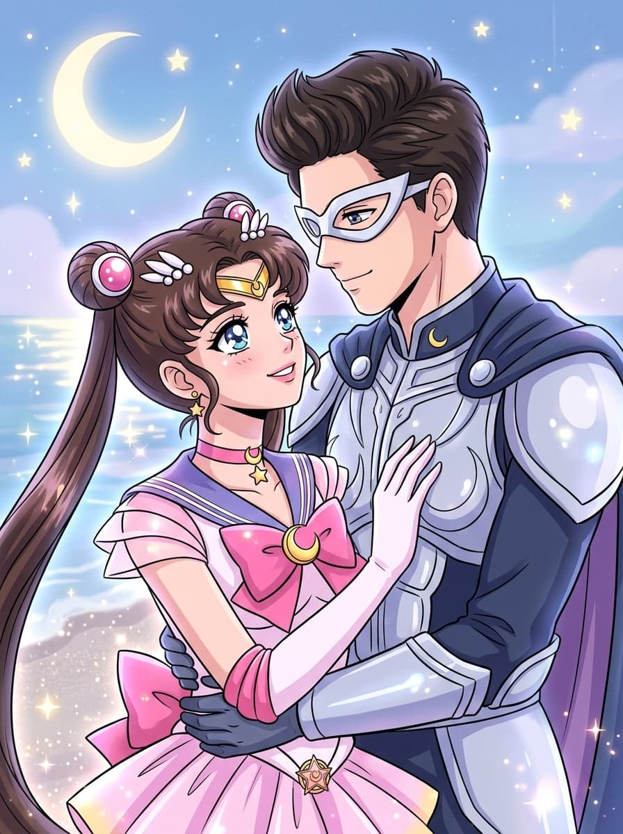 Finished custom Sailor Moon style portrait example